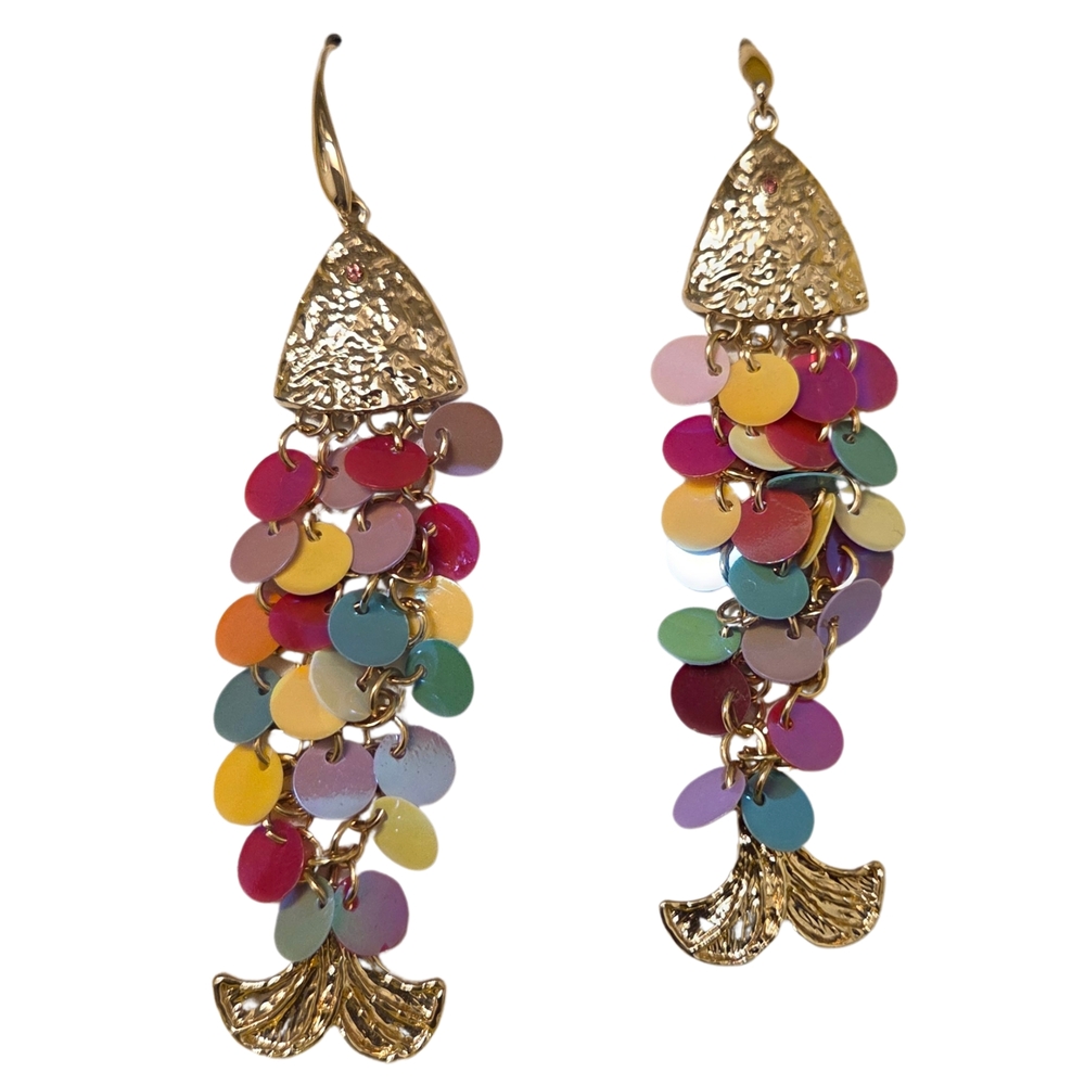Vibrant Multicolor Fish Dangle Earrings
